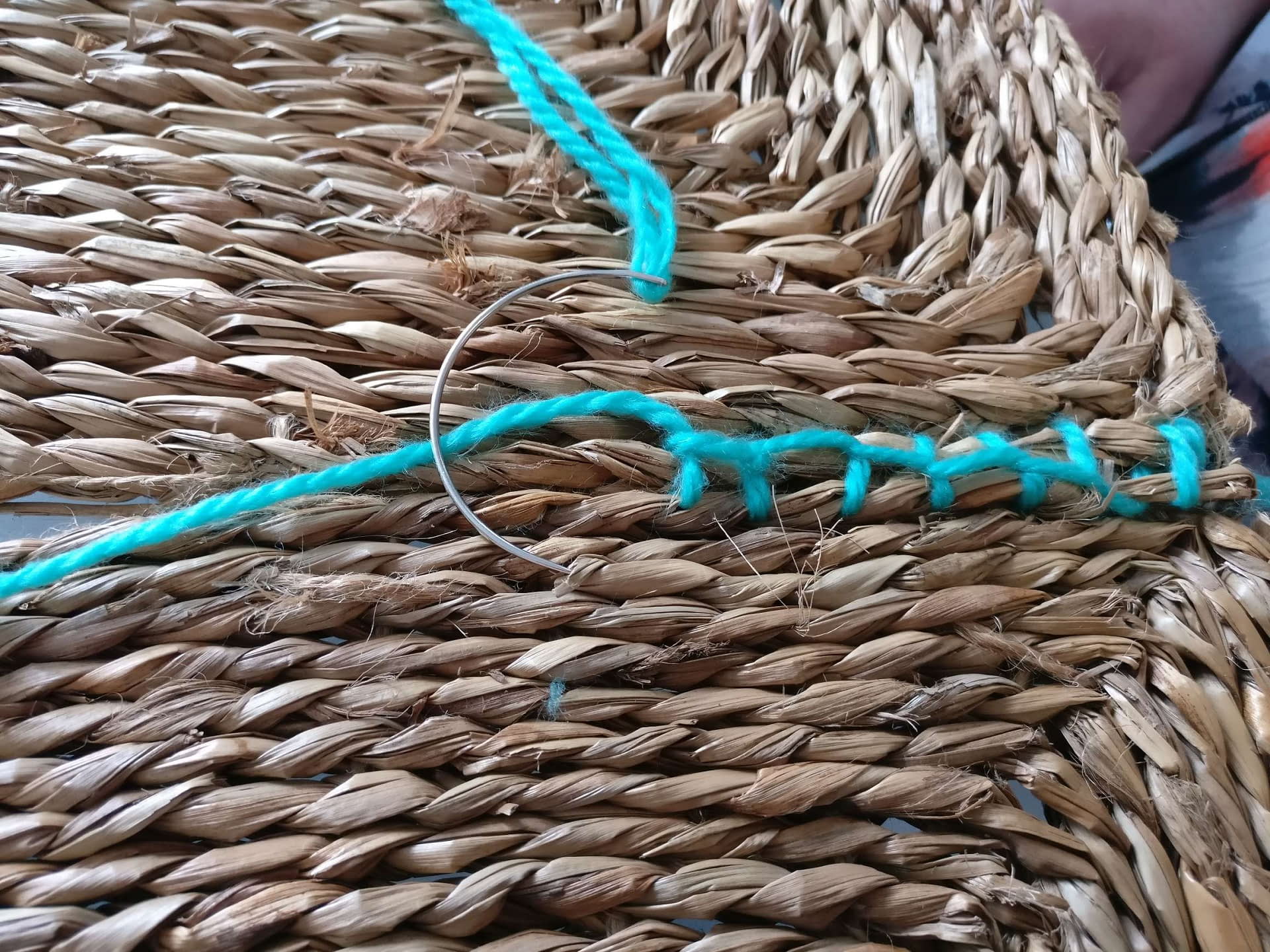 How to sew seagrass squares together