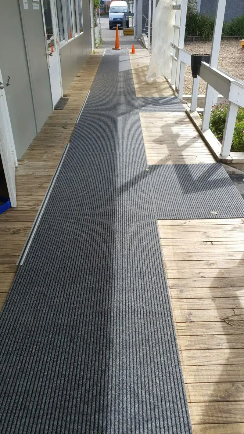 Marine carpet install on a deck