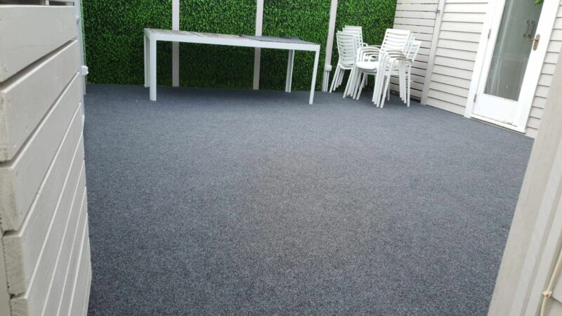 Hardwearing patio carpet on deck