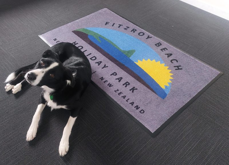 Logo mat with dog