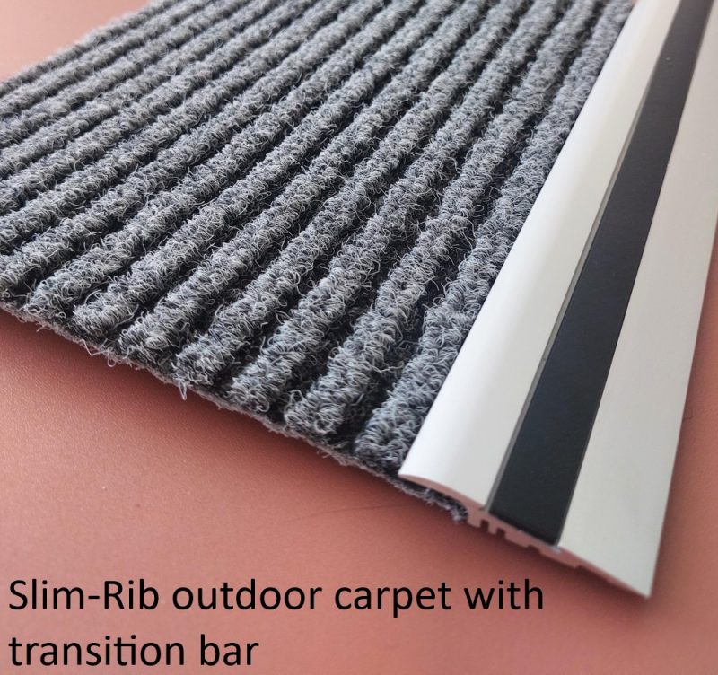 Slim Rib outdoor carpet with transistion bar